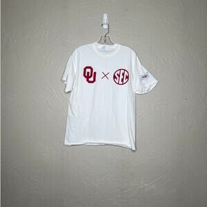 Men's Oklahoma Sooners OU SEC College Football T-Shirt Large White